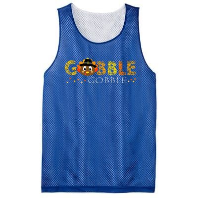 Cute Gobble Gobble Turkey Pilgrim Little Thanksgiving Mesh Reversible Basketball Jersey Tank