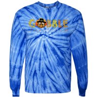 Cute Gobble Gobble Turkey Pilgrim Little Thanksgiving Tie-Dye Long Sleeve Shirt