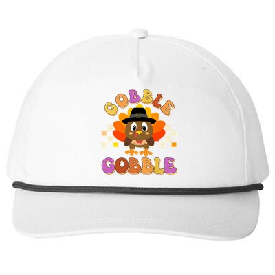 Cute Gobble Gobble Turkey Pilgrim Little Thanksgiving Meaningful Gift Snapback Five-Panel Rope Hat