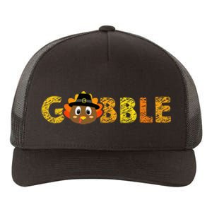 Cute Gobble Gobble Turkey Pilgrim Little Thanksgiving Yupoong Adult 5-Panel Trucker Hat