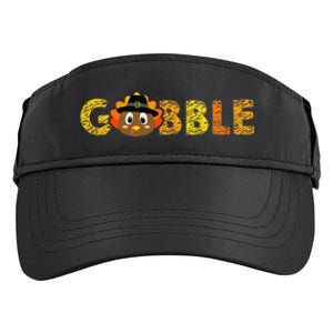 Cute Gobble Gobble Turkey Pilgrim Little Thanksgiving Adult Drive Performance Visor