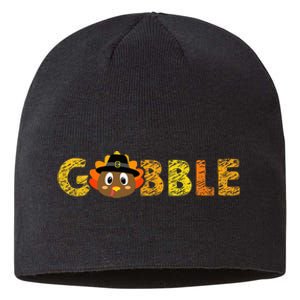 Cute Gobble Gobble Turkey Pilgrim Little Thanksgiving Sustainable Beanie