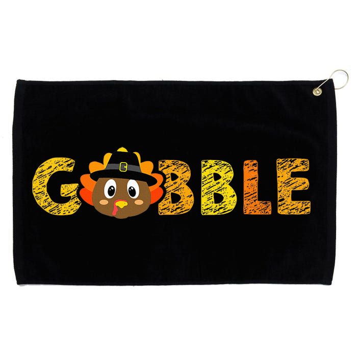 Cute Gobble Gobble Turkey Pilgrim Little Thanksgiving Grommeted Golf Towel