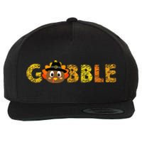 Cute Gobble Gobble Turkey Pilgrim Little Thanksgiving Wool Snapback Cap