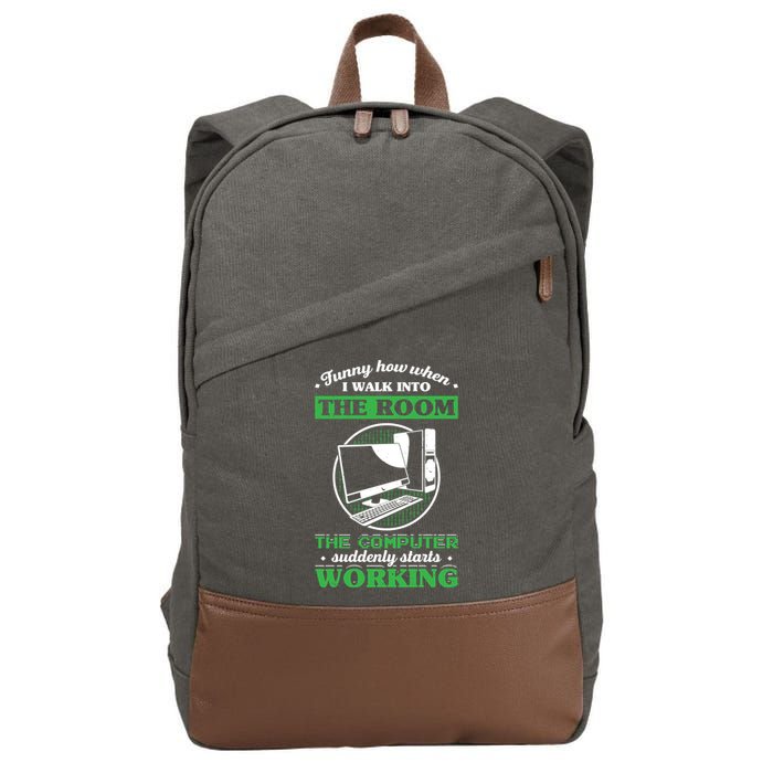 Computer Geek Gift: Tech Support I Computer Starts Working Gift Cotton Canvas Backpack