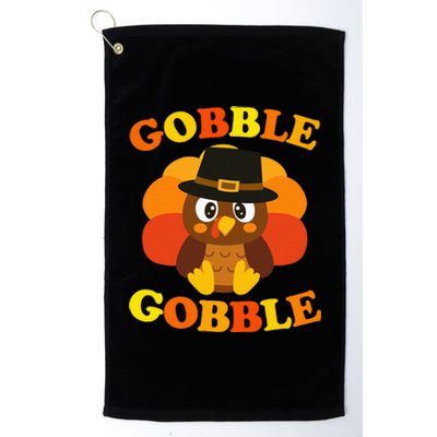 Cute Gobble Gobble Turkey Pilgrim Little Thanksgiving Platinum Collection Golf Towel