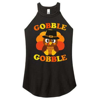 Cute Gobble Gobble Turkey Pilgrim Little Thanksgiving Women’s Perfect Tri Rocker Tank