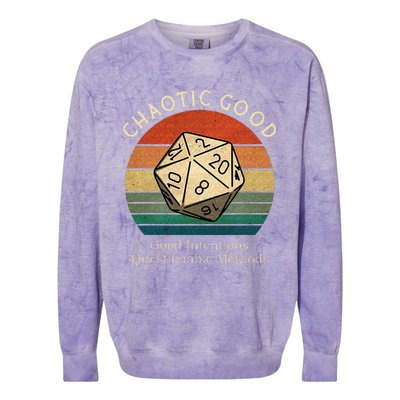 Chaotic Good Good Intentions Questionable Methods Vintage Colorblast Crewneck Sweatshirt