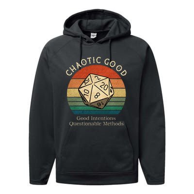 Chaotic Good Good Intentions Questionable Methods Vintage Performance Fleece Hoodie