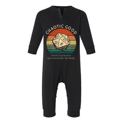 Chaotic Good Good Intentions Questionable Methods Vintage Infant Fleece One Piece