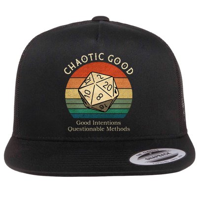 Chaotic Good Good Intentions Questionable Methods Vintage Flat Bill Trucker Hat