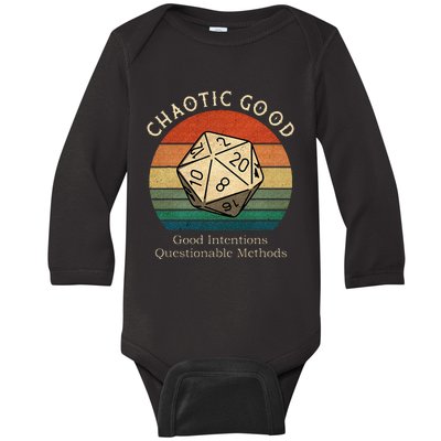 Chaotic Good Good Intentions Questionable Methods Vintage Baby Long Sleeve Bodysuit