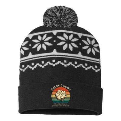 Chaotic Good Good Intentions Questionable Methods Vintage USA-Made Snowflake Beanie