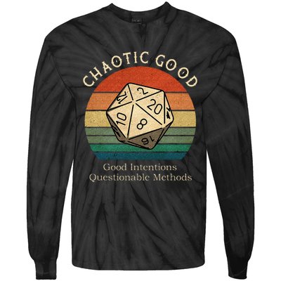 Chaotic Good Good Intentions Questionable Methods Vintage Tie-Dye Long Sleeve Shirt