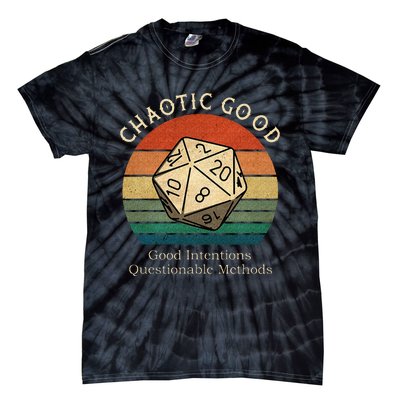 Chaotic Good Good Intentions Questionable Methods Vintage Tie-Dye T-Shirt