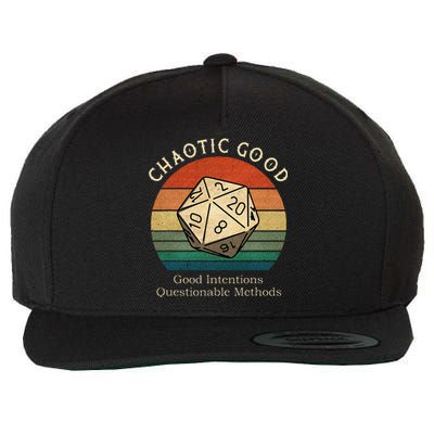 Chaotic Good Good Intentions Questionable Methods Vintage Wool Snapback Cap