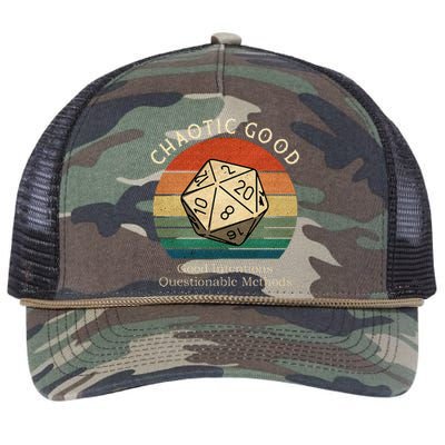 Chaotic Good Good Intentions Questionable Methods Vintage Retro Rope Trucker Hat Cap