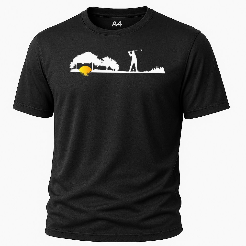 Cool Guitar Golf Player Gift Guitarist Golfer Unique Golfing Cooling Performance Crew T-Shirt