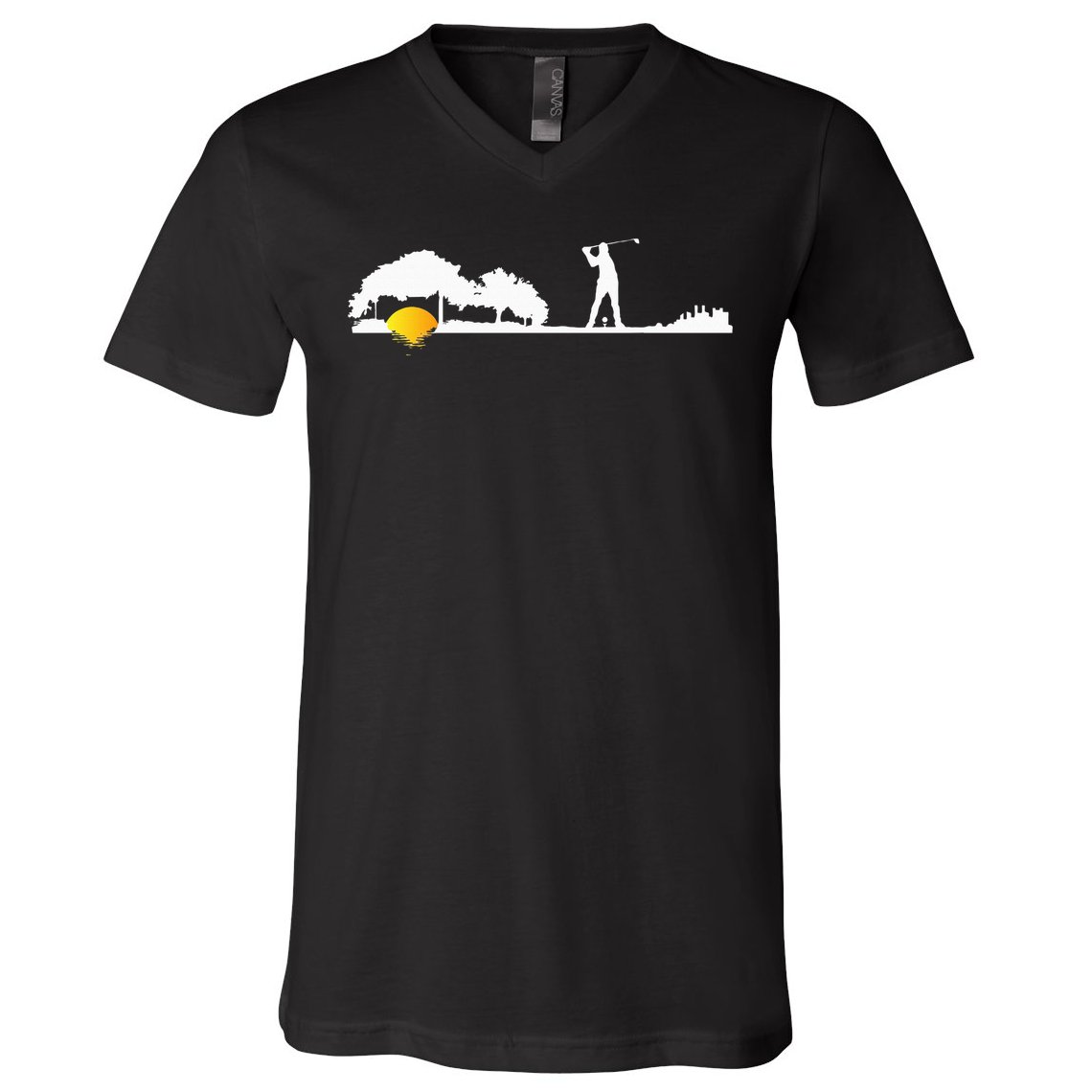 Cool Guitar Golf Player Gift Guitarist Golfer Unique Golfing V-Neck T-Shirt