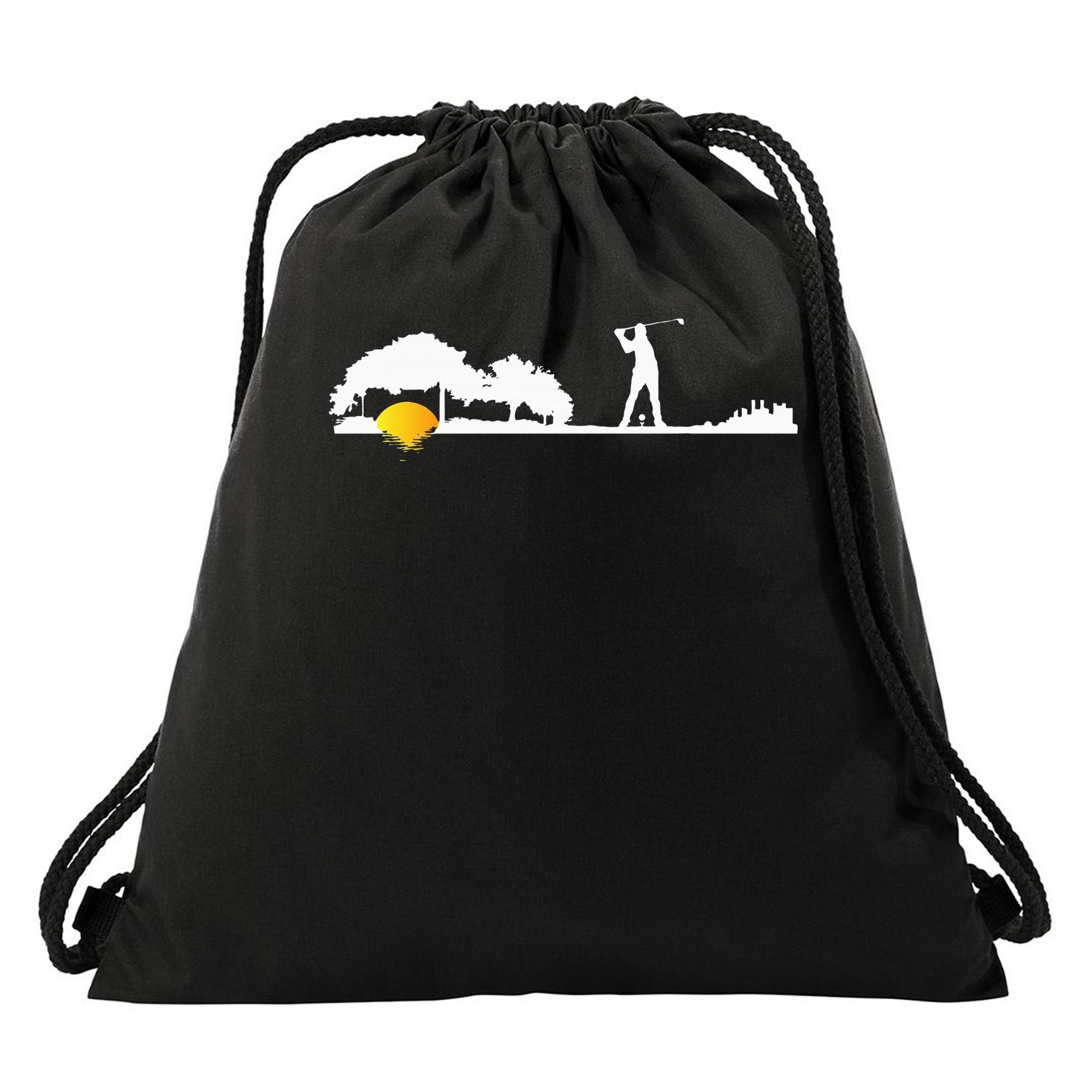 Cool Guitar Golf Player Gift Guitarist Golfer Unique Golfing Drawstring Bag