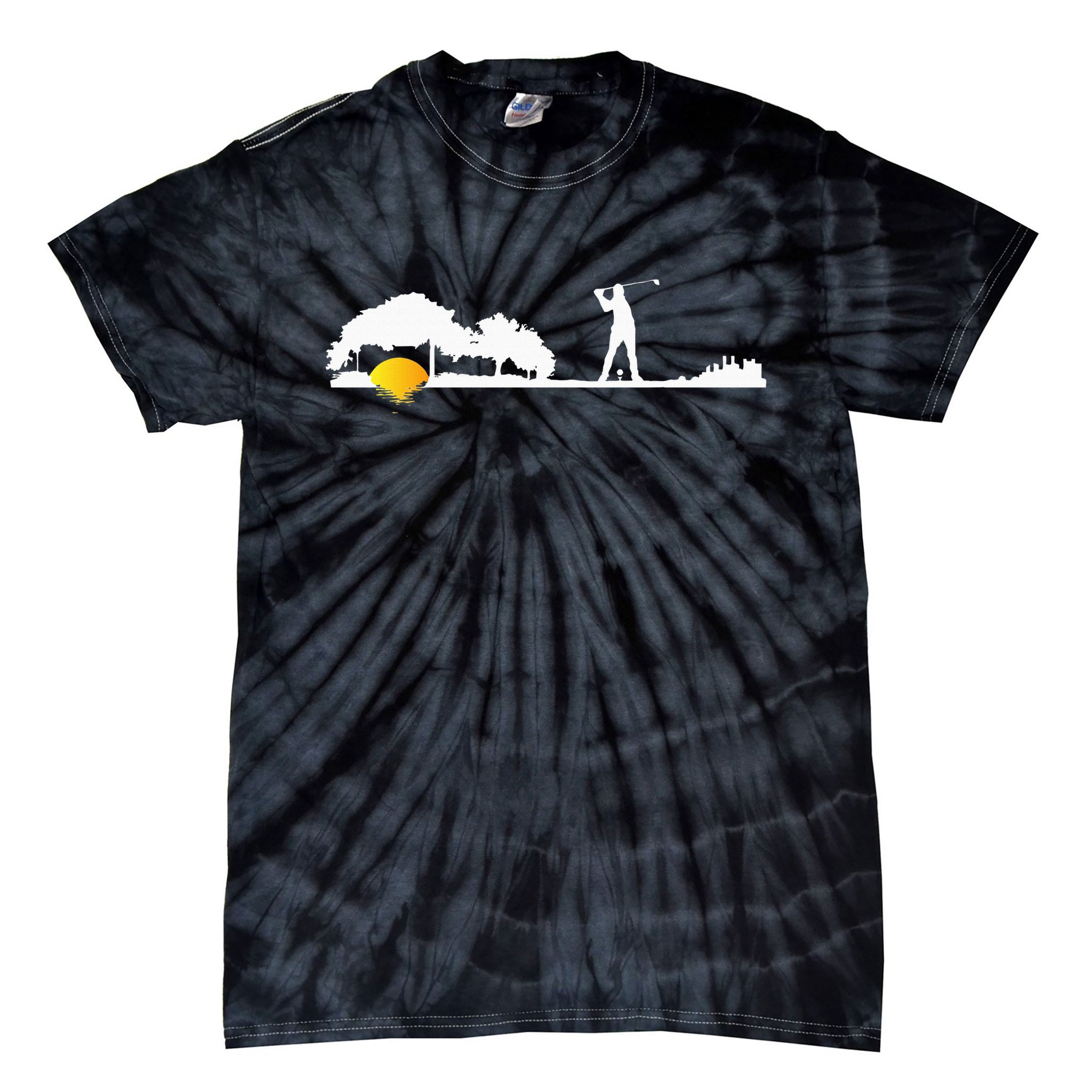 Cool Guitar Golf Player Gift Guitarist Golfer Unique Golfing Tie-Dye T-Shirt
