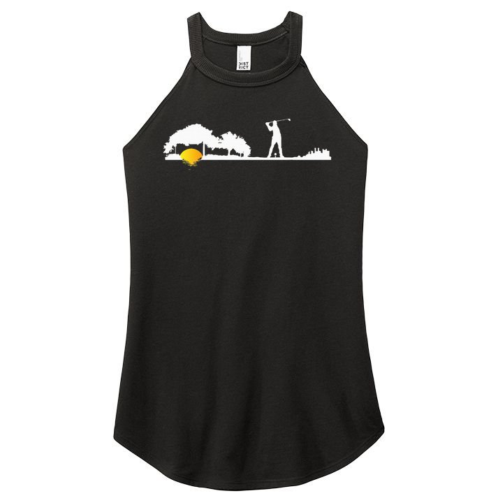 Cool Guitar Golf Player Gift Guitarist Golfer Unique Golfing Women's Perfect Tri Rocker Tank