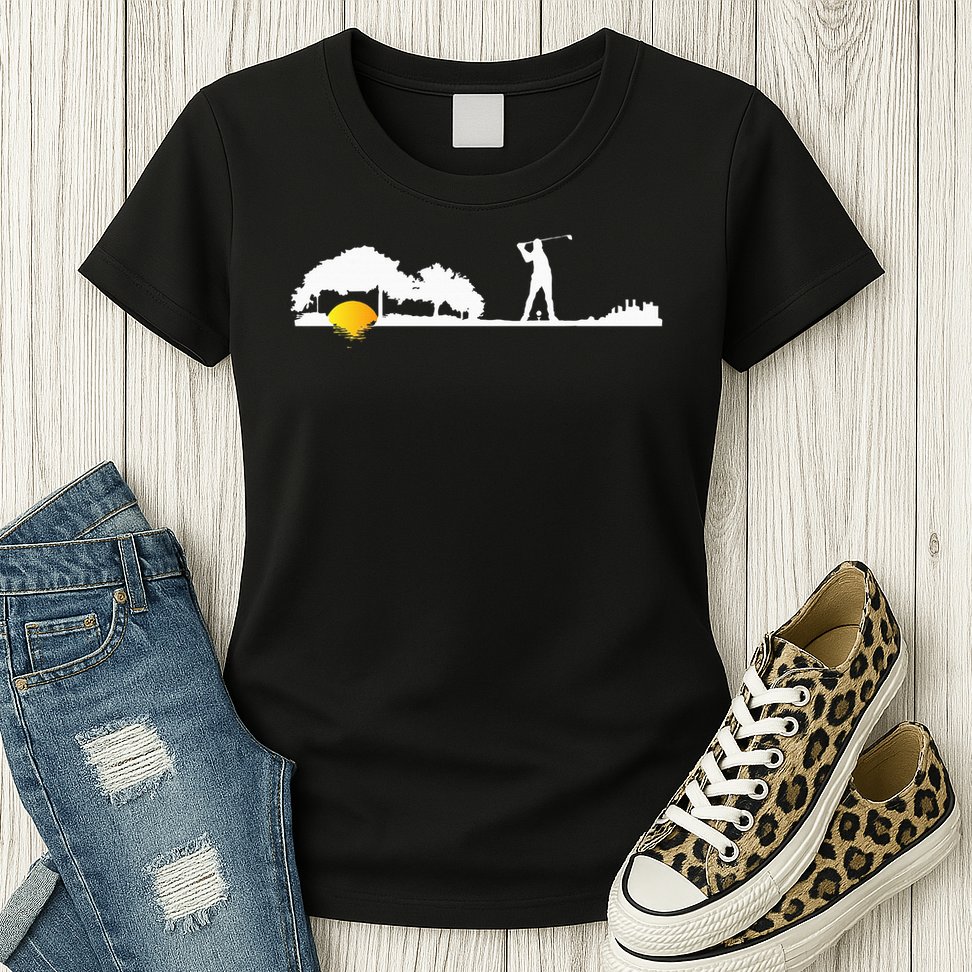Cool Guitar Golf Player Gift Guitarist Golfer Unique Golfing Womens T-Shirt