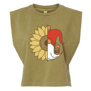 Colorful Garden Gnomes With Sunflower Garment-Dyed Women's Muscle Tee