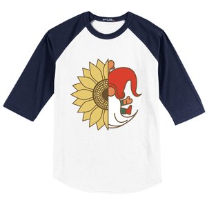 Colorful Garden Gnomes With Sunflower Baseball Sleeve Shirt