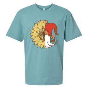 Colorful Garden Gnomes With Sunflower Sueded Cloud Jersey T-Shirt