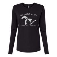 Cool Gift Great Lakes Shark Free And Unsalted Funny Vintage Womens Cotton Relaxed Long Sleeve T-Shirt