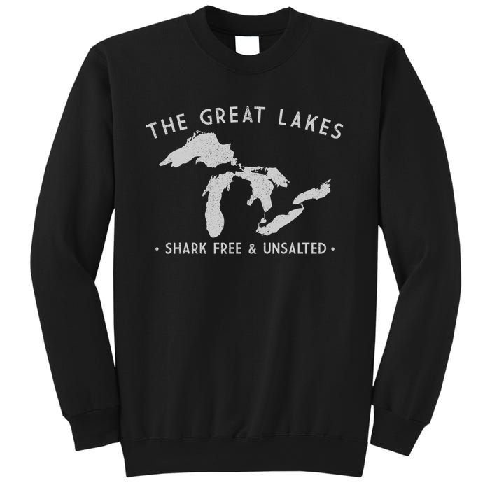 Cool Gift Great Lakes Shark Free And Unsalted Funny Vintage Sweatshirt