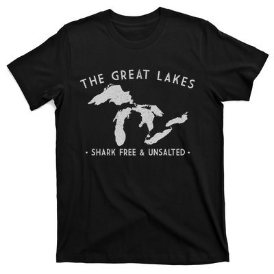 Cool Gift Great Lakes Shark Free And Unsalted Funny Vintage T-Shirt