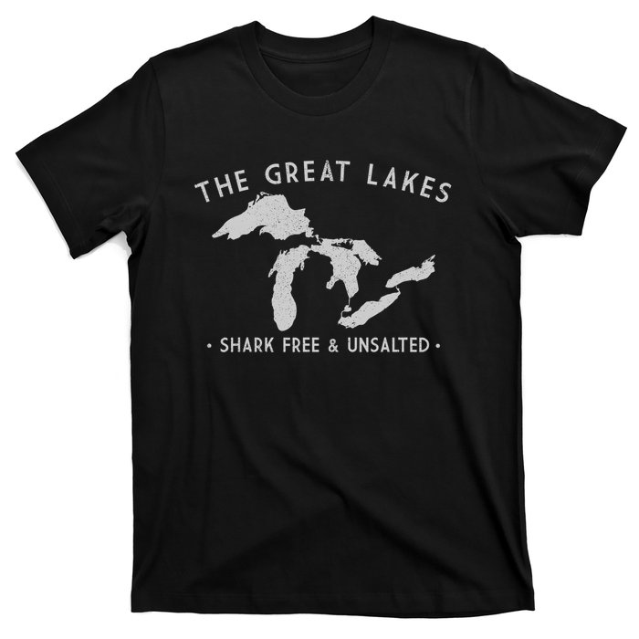 Cool Gift Great Lakes Shark Free And Unsalted Funny Vintage T-Shirt