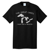 Cool Gift Great Lakes Shark Free And Unsalted Funny Vintage Tall T-Shirt