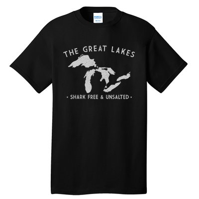 Cool Gift Great Lakes Shark Free And Unsalted Funny Vintage Tall T-Shirt