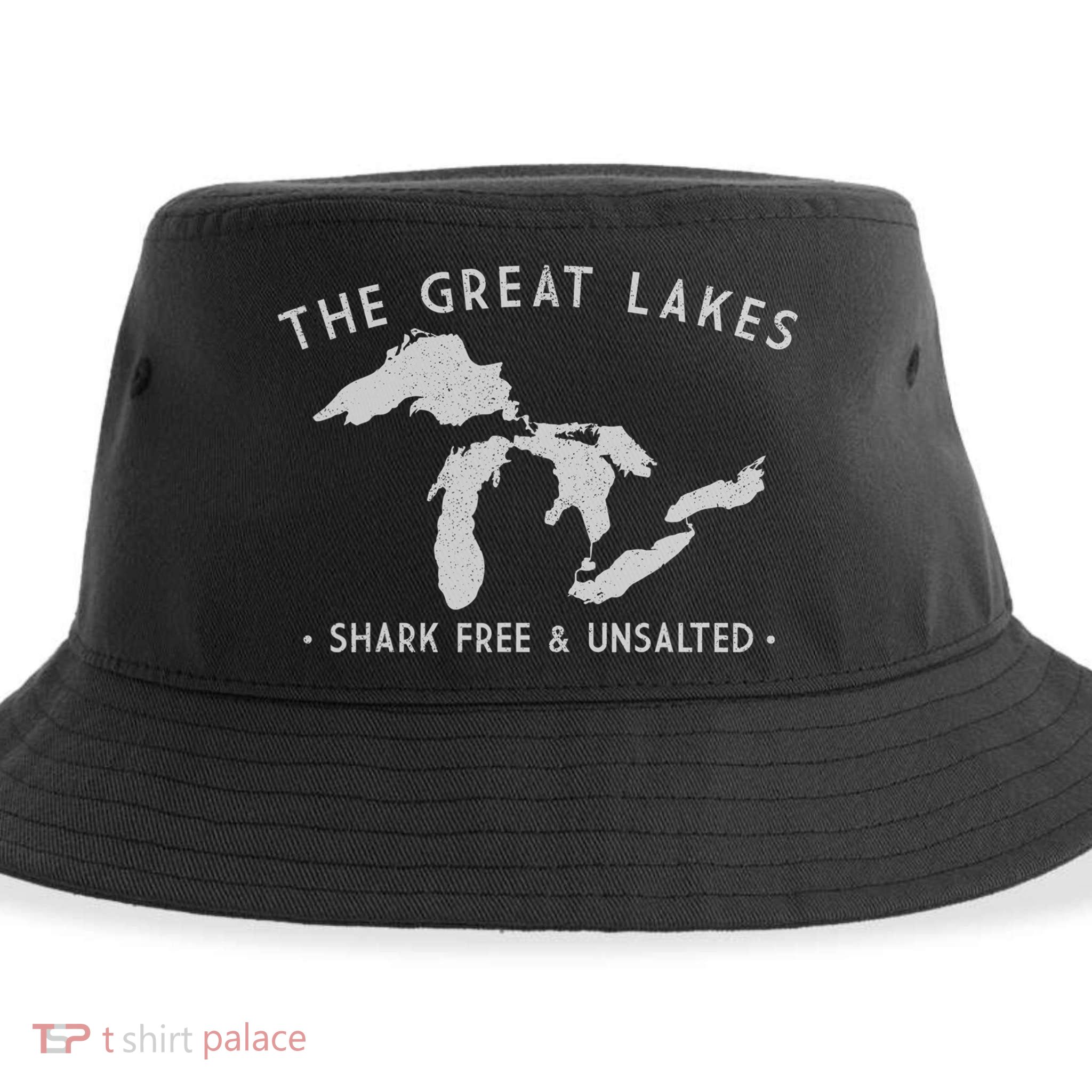 Cool Gift Great Lakes Shark Free And Unsalted Funny Vintage Sustainable Bucket Hat