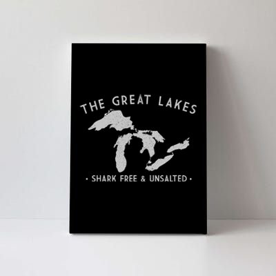 Cool Gift Great Lakes Shark Free And Unsalted Funny Vintage Canvas