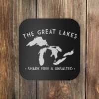 Cool Gift Great Lakes Shark Free And Unsalted Funny Vintage Coaster