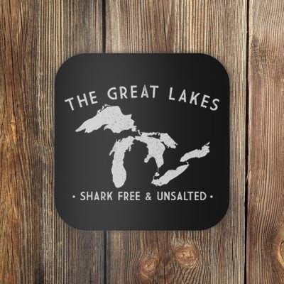 Cool Gift Great Lakes Shark Free And Unsalted Funny Vintage Coaster