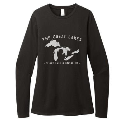 Cool Gift Great Lakes Shark Free And Unsalted Funny Vintage Womens CVC Long Sleeve Shirt