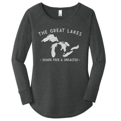 Cool Gift Great Lakes Shark Free And Unsalted Funny Vintage Women's Perfect Tri Tunic Long Sleeve Shirt