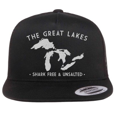 Cool Gift Great Lakes Shark Free And Unsalted Funny Vintage Flatbill Hat
