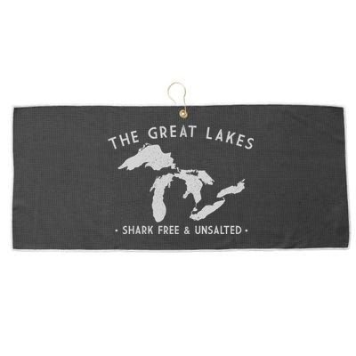 Cool Gift Great Lakes Shark Free And Unsalted Funny Vintage Large Microfiber Waffle Golf Towel