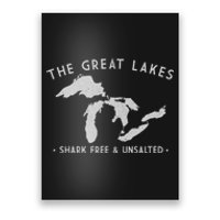 Cool Gift Great Lakes Shark Free And Unsalted Funny Vintage Poster