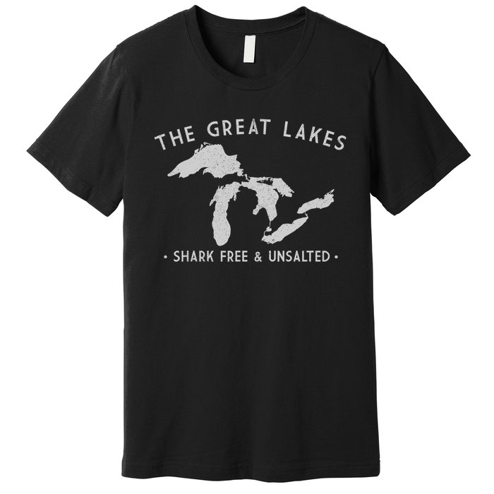 Cool Gift Great Lakes Shark Free And Unsalted Funny Vintage Premium T-Shirt