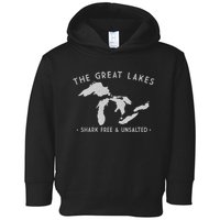 Cool Gift Great Lakes Shark Free And Unsalted Funny Vintage Toddler Hoodie