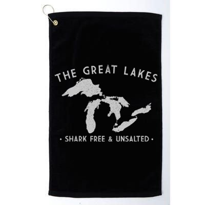 Cool Gift Great Lakes Shark Free And Unsalted Funny Vintage Platinum Collection Golf Towel