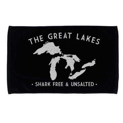 Cool Gift Great Lakes Shark Free And Unsalted Funny Vintage Microfiber Hand Towel