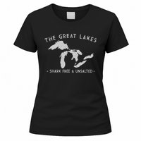 Cool Gift Great Lakes Shark Free And Unsalted Funny Vintage Women's T-Shirt